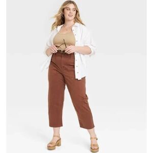 UNIVERSAL THREAD SIZE 4 BROWN HIGH-RISE COTTON ANKLE PANTS NWT